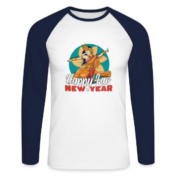 Laos Laote Lao Lao Cadeau du Nouvel An I - T-shirt baseball manches longues Homme - blanc/marine - Devant - Nik (191cm)