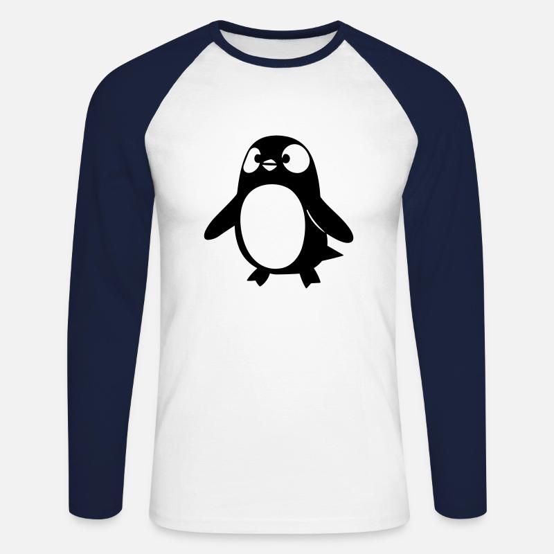 Penguin - Unisex Long Sleeve Baseball T-Shirt - white/navy