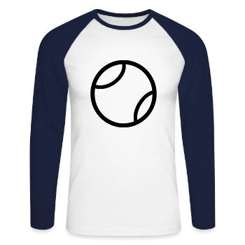 Balle de tennis - T-shirt baseball manches longues Homme - blanc/marine - Devant - Nik (191cm)