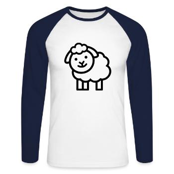 sheep - Unisex Long Sleeve Baseball T-Shirt - white/navy - Front - Nik (191cm)