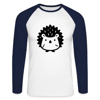 Igel - Unisex Baseballshirt langarm - Weiß/Navy - Vorne - Nik (191cm)