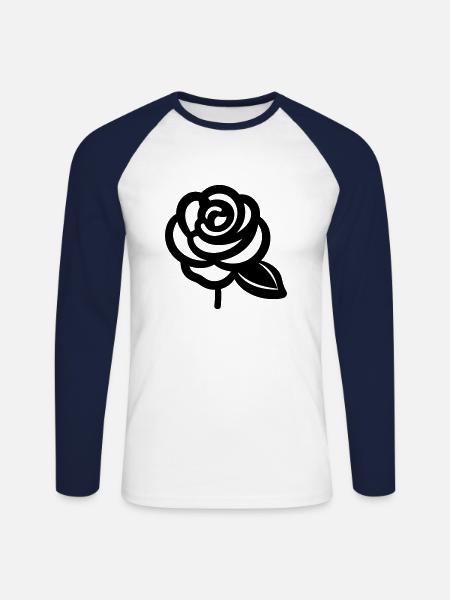 Pink Flower - Unisex Long Sleeve Baseball T-Shirt - white/navy