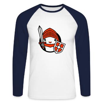 Duck Knight Armor Épée Bouclier Casque Combattant - T-shirt baseball manches longues Homme - blanc/marine - Devant - Nik (191cm)