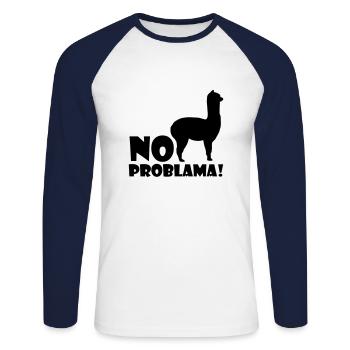 Cool Alpaca No Prob Lama Meme Fun saying poison - Unisex Long Sleeve Baseball T-Shirt - white/navy - Front - Nik (191cm)