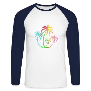 Palm neon - Unisex Long Sleeve Baseball T-Shirt - white/navy - Front - Nik (191cm)