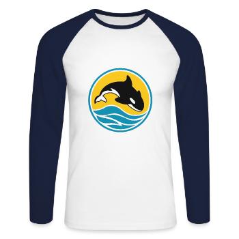 Orca - T-shirt baseball manches longues Homme - blanc/marine - Devant - Nik (191cm)
