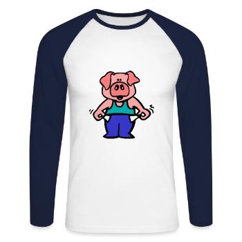 armes Schwein - Unisex Baseballshirt langarm - Weiß/Navy - Vorne - Nik (191cm)