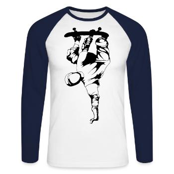 Skate Skateboard - Unisex Baseballshirt langarm - Weiß/Navy - Vorne - Nik (191cm)