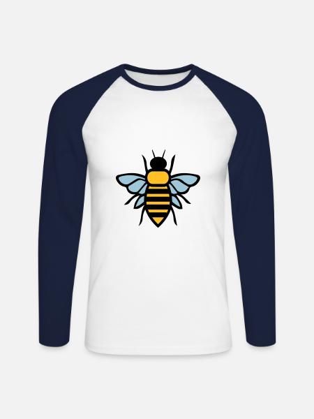 Biene - Unisex Baseballshirt langarm - Weiß/Navy