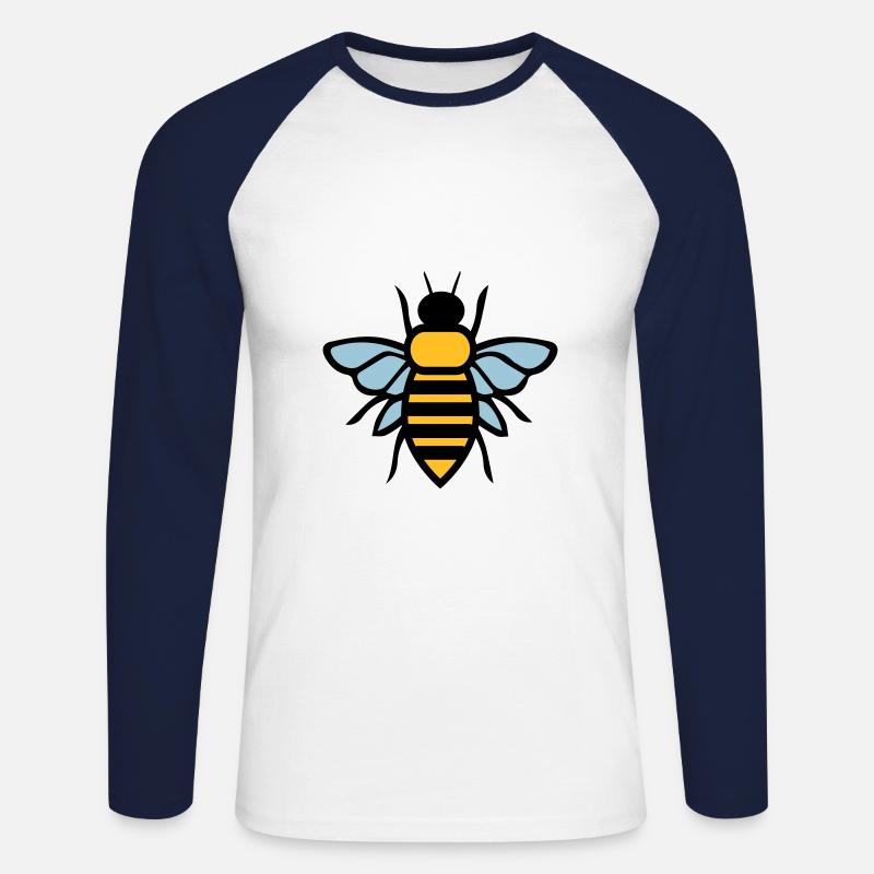 bee - Unisex Long Sleeve Baseball T-Shirt - white/navy