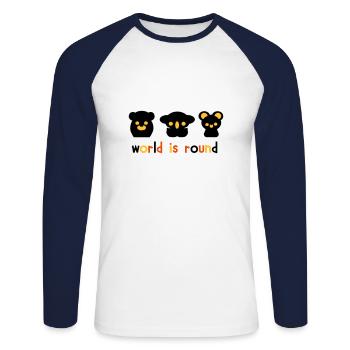 Weltumrunder Comicbären - Unisex Baseballshirt langarm - Weiß/Navy - Vorne - Nik (191cm)