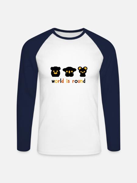 world round comical bears - Unisex Long Sleeve Baseball T-Shirt - white/navy