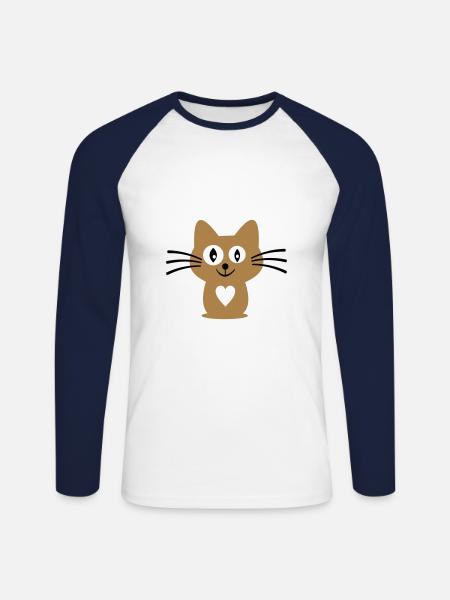 chat - T-shirt baseball manches longues Homme - blanc/marine