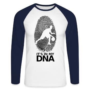 Joueur de basket-ball de basket-ball ADN d'empreintes digitales - T-shirt baseball manches longues Homme - blanc/marine - Devant - Nik (191cm)