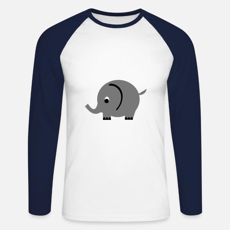 Elefant - Unisex Baseballshirt langarm - Weiß/Navy