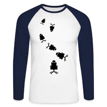 Jeu sur chaise de joueur - T-shirt baseball manches longues Homme - blanc/marine - Devant - Nik (191cm)