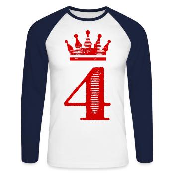 Couronne à 4 chiffres - T-shirt baseball manches longues Homme - blanc/marine - Devant - Nik (191cm)