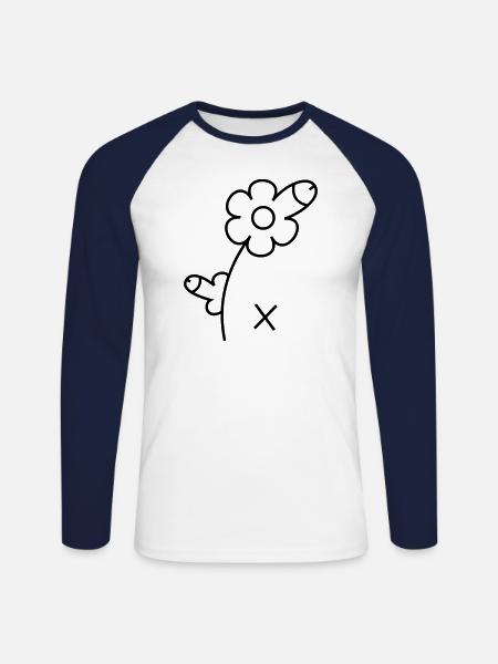 Penis flower - Unisex Long Sleeve Baseball T-Shirt - white/navy