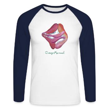 bisous - T-shirt baseball manches longues Homme - blanc/marine - Devant - Nik (191cm)