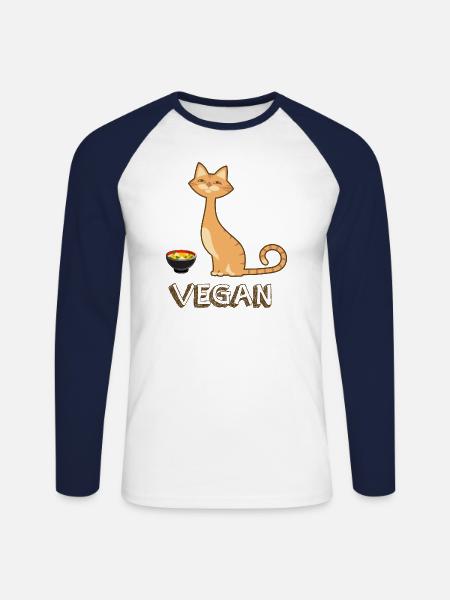 Katze Shirt · Nachhaltigkeit · Bio Geschenk - Unisex Baseballshirt langarm - Weiß/Navy