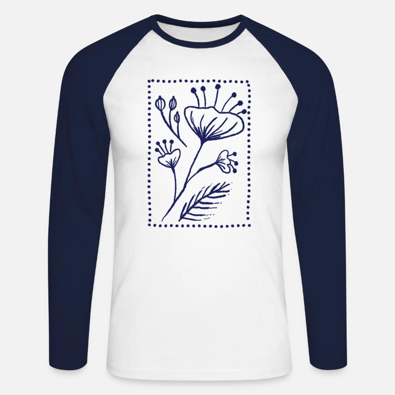 Blauer Mohn - Unisex Baseballshirt langarm - Weiß/Navy
