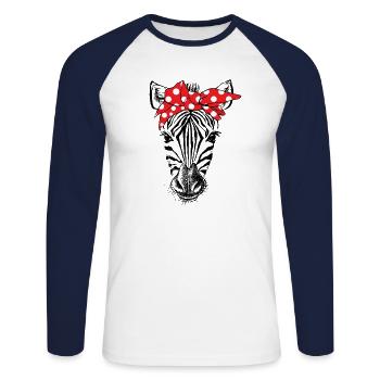 Zèbre Bandana - T-shirt baseball manches longues Homme - blanc/marine - Devant - Nik (191cm)