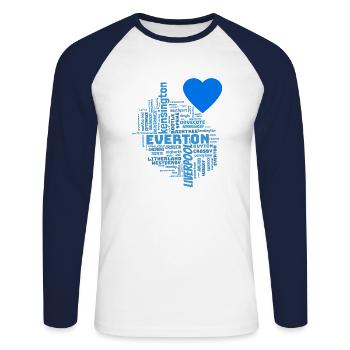 Liverpool - Unisex Long Sleeve Baseball T-Shirt - white/navy - Front - Nik (191cm)