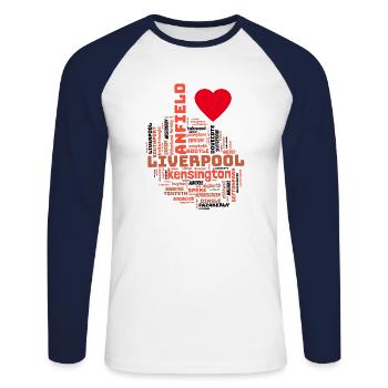 Liverpool - Unisex Long Sleeve Baseball T-Shirt - white/navy - Front - Nik (191cm)