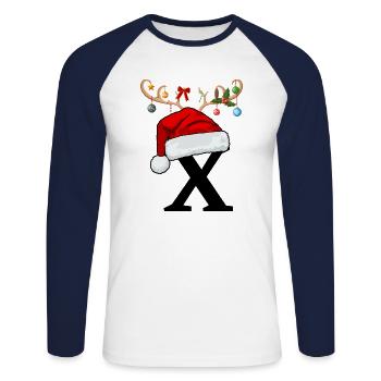 Brief X Weihnachtsmütze - Unisex Baseballshirt langarm - Weiß/Navy - Vorne - Nik (191cm)