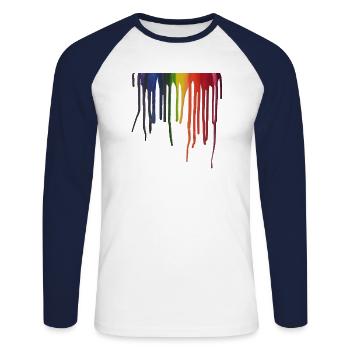 arc en ciel fondu - T-shirt baseball manches longues Homme - blanc/marine - Devant - Nik (191cm)