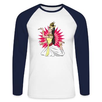 Cambodge Tradition Danse Khmer Apsara I Cadeau - T-shirt baseball manches longues Homme - blanc/marine - Devant - Nik (191cm)