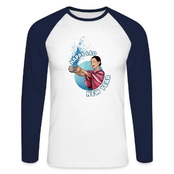 Laos Laote Laoten Neujahr I Geschenk - Unisex Baseballshirt langarm - Weiß/Navy - Vorne - Nik (191cm)
