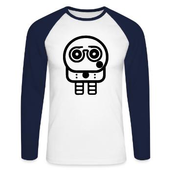 Kleiner Roboter - Unisex Baseballshirt langarm - Weiß/Navy - Vorne - Nik (191cm)