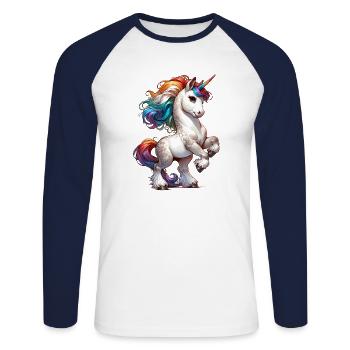 Chic unicorn with blue eyes - Unisex Long Sleeve Baseball T-Shirt - white/navy - Front - Nik (191cm)