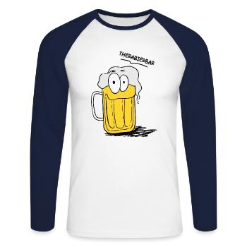 Funny Beer Picture Therabar - Unisex Long Sleeve Baseball T-Shirt - white/navy - Front - Nik (191cm)