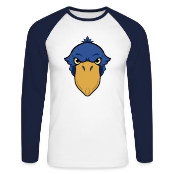 Oiseau à bec-en-sabot Ornithologue Forêt I Cadeau - T-shirt baseball manches longues Homme - blanc/marine - Devant - Nik (191cm)