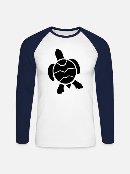 tortoise - Unisex Long Sleeve Baseball T-Shirt - white/navy