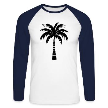 palmier - T-shirt baseball manches longues Homme - blanc/marine - Devant - Nik (191cm)