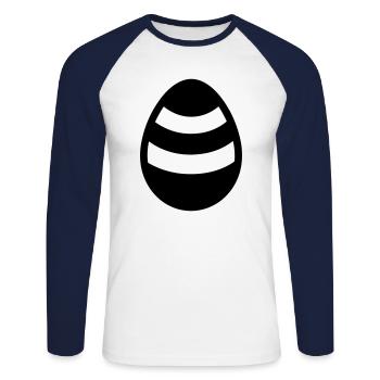 Ei - Unisex Baseballshirt langarm - Weiß/Navy - Vorne - Nik (191cm)