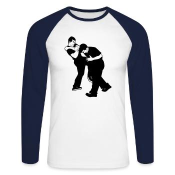 Krav Maga / Martial Arts / Self-Defense - Unisex Long Sleeve Baseball T-Shirt - white/navy - Front - Nik (191cm)