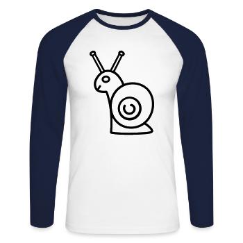 Schnecke - Unisex Baseballshirt langarm - Weiß/Navy - Vorne - Nik (191cm)