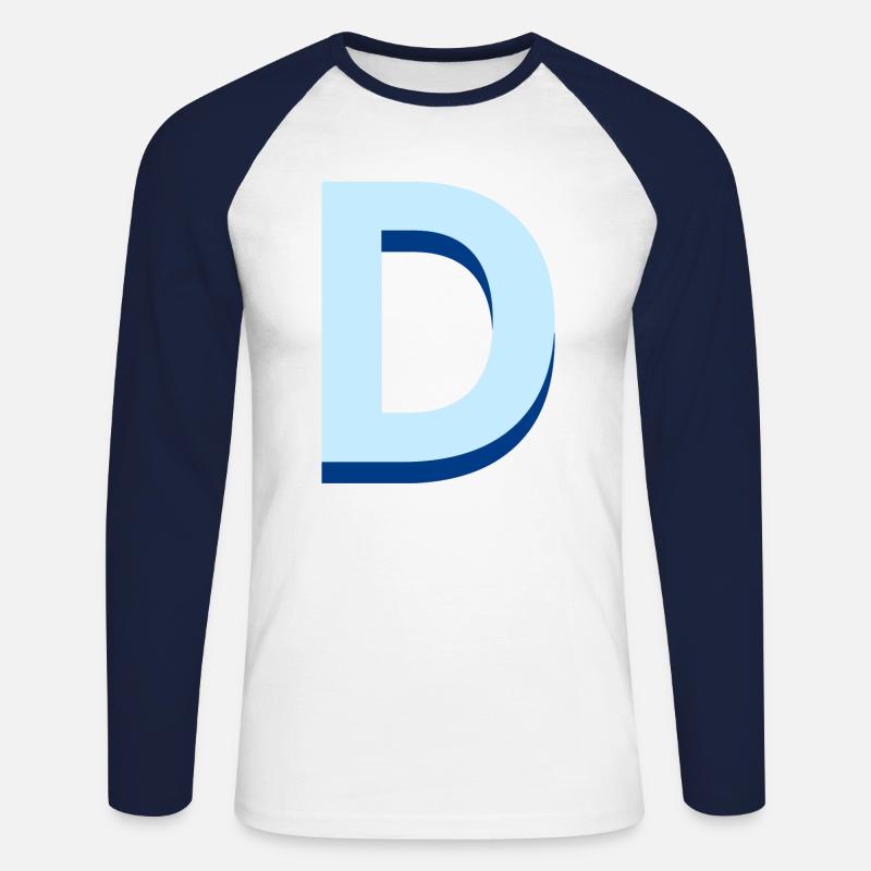Pop und moderner blauer Buchstabe d - Unisex Baseballshirt langarm - Weiß/Navy