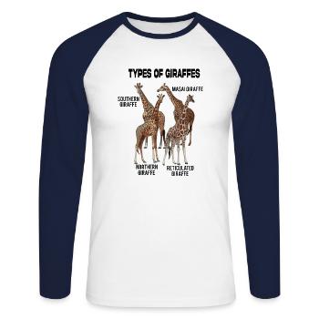 Arten von Giraffen Giraffen der Welt - Unisex Baseballshirt langarm - Weiß/Navy - Vorne - Nik (191cm)