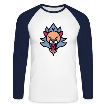 Roaring Lion - Unisex Long Sleeve Baseball T-Shirt - white/navy - Front - Nik (191cm)
