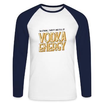 Alcool de soleil d'été - T-shirt baseball manches longues Homme - blanc/marine - Devant - Nik (191cm)