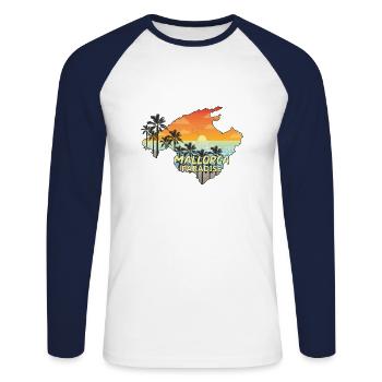 Mallorca - Unisex Baseballshirt langarm - Weiß/Navy - Vorne - Nik (191cm)