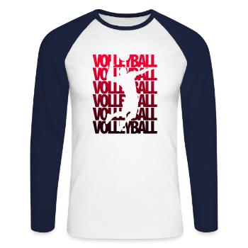 Équipe de volleyball - T-shirt baseball manches longues Homme - blanc/marine - Devant - Nik (191cm)