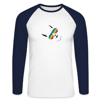 Lama Alpaka OwnZ PILIER RAINBOW BLANC - T-shirt baseball manches longues Homme - blanc/marine - Devant - Nik (191cm)