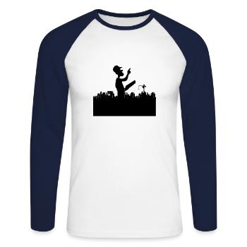 Supervision site manager foreman engineer construction - Unisex Long Sleeve Baseball T-Shirt - white/navy - Front - Nik (191cm)