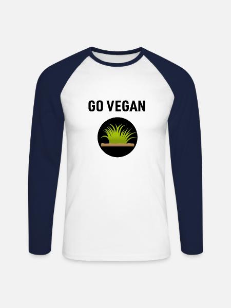 Go vegan - vegan - Unisex Long Sleeve Baseball T-Shirt - white/navy